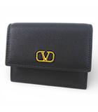 ヴァレンティノ ガラヴァーニ VALENTINO GARAVANI SW9P0T59DSH Vスリング レザー 二つ折りウォレット カードケース ブラック 黒系 レザー イタリア製