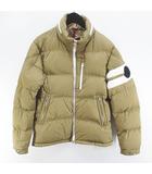 モンクレール MONCLER G20911A0000553333 DELAUME ダウンジャケット 1 ベージュ系 ライン ロゴ 文字 ワッペン ジップアップ 裏地