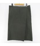 マディソンブルー MADISONBLUE MB154-6001 MELTON WRAP SKIRT ミモレ丈 切りっぱなし スカート 2 緑系 グリーン 日本製 毛 ウール 裏地