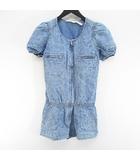 イザベル マラン エトワール ISABEL MARANT ETOILE オールインワン 半袖 膝上 ショートパンツ デニム調 麻 リネン 34 青系 ブルー ジップアップ