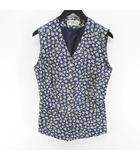 ペニーブラック PENNYBLACK 花柄 フラワー ベスト ジレ 40 紺系 ネイビー イタリア製 裏地