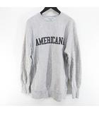 長袖 トレーナー スウェット チュニック 灰系 グレー 日本製 ロゴ 文字 プリント リブ