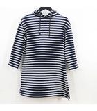 オーチバル ORCIVAL オーシバル 七分袖 プルオーバー ロング丈 フード付き F 紺系 ネイビー ボーダー サイドスリット