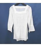 ロペ ROPE 七分袖 カットソー ブラウス 9 白系 ホワイト シースルー 透け感 リボン