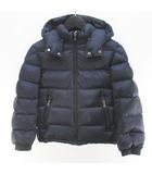 モンクレール MONCLER E29544133105 NEW GASTONET ダウンジャケット 紺系 ネイビー ジップアップ ロゴ 文字 刺繍 ワッペン 裏地