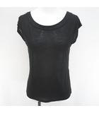 マウジー MOUSSY フレンチスリーブ カットソー F 黒系 ブラック シースルー 透け感 スリット 無地