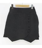 アカネ ウツノミヤ AKANE UTSUNOMIYA 膝上 ミニ 台形スカート スカート スエード調 36 黒系 ブラック 日本製 ポケット 毛 ウール 裏地