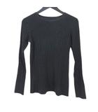 長袖 ニット セーター 黒系 ブラック カシミヤ混 リブ クルーネック 無地