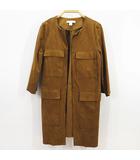 エイチ&エム H&M 長袖 コート ミドル丈 36 茶系 ブラウン フェイクレザー ノーカラー 羽織り