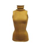 バイカラー ノースリーブ シルク カットソー 40 茶系 ブルーブラウン 光沢 ハイネック リブ 伸縮性 イタリア製