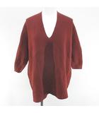 バンヤードストーム BARNYARDSTORM 八分袖 ニット セーター Vネック 0 赤茶 テラコッタ系 日本製 リブ 無地