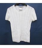 シャネル CHANEL 05P P25430V01807 AM083 半袖 ニット セーター カットソー CCマーク ココマーク 38 白系 ホワイト イタリア製 シースルー 透け感