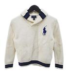 ポロ ラルフローレン POLO RALPH LAUREN 長袖 コットン セーター 6 アイボリー ライン ビッグポニー ロゴ ワッペン キッズ 子供服