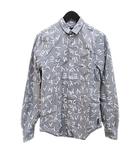 アルマーニエクスチェンジ A/X ARMANI EXCHANGE 長袖 シャツ XS 灰系 グレー オールオーバー ロゴ プリント ボタン ストレッチ