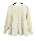 ストロベリーフィールズ STRAWBERRY-FIELDS 長袖 ニット セーター オフホワイト系 無地 切り替え ペプラム