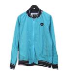 ミズノ MIZUNO GOLF ゴルフウェア ジャケット ブルゾン L 青系 ブルー ダブルジップ 加工 ロゴ ワッペン 裏地 リブ