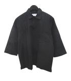 フリークスストア FREAKS STORE 181-1040 七分袖 シャツ S 黒系 ブラック 無地 ハーフボタン 比翼 サイドカット ストレッチ
