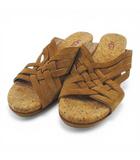 アグ UGG サンダル ミュール クロスデザイン ウェッジソール キャメル 22.5㎝  スエード