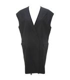 ル フィル LE PHIL サマーウール ベスト ジレ ロング丈 F 黒系 ブラック 無地 ドットボタン ストレッチ 日本製