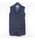 ファクター FACTOR オールインワン ノースリーブ 膝上 ショートパンツ デニム調 F 紺系 ネイビー スナップボタン