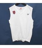 マスターバニー MASTER BUNNY ゴルフウェア ベスト ノースリーブ カットソー Vネック 4 白系 ホワイト 日本製 ロゴ 文字 刺繍 ワッペン 透け感