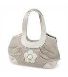 マリークワント MARY QUANT トートバッグ フラワーモチーフ ベージュ アイボリー バイカラー