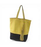 ヴュレ Beaure トートバッグ バイカラー タッセル イエロー ブラック レザー