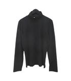 アルマーニ コレツィオーニ ARMANI COLLEZIONI 長袖 カットソー M 黒系 ブラック 無地 ボトルネック ストレッチ イタリア製