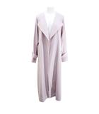 ガウン ロング丈 ノーカラーコート 薄手 前開き 38 ピンク系 リボン 無地