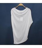 半袖 アシンメトリー カットソー チュニック 変形 2 白系 ホワイト 無地 ギャザー 透け感 タグ付