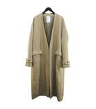 ガウンコート ロング丈 38 茶系 ライトブラウン 無地 ノーカラー 裏地 日本製