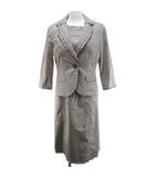 クレージュ courreges セットアップ 七分袖 ジャケット ノースリーブ ワンピース 膝下丈 11AR 茶系 ブラウン リボン ボタン 肩パット