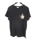 サンローラン パリ SAINT LAURENT PARIS 半袖 Tシャツ カットソー M 黒系 ブラック フランス製 ローズプリント