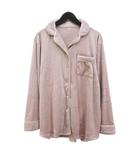 アフタヌーンティー Afternoon Tea WARDROBE セットアップ ベロア パジャマ ルームウェア 部屋着 M-L ピンク 無地 ボタン ウエストゴム ストレッチ