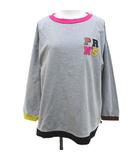 パーソンズ PERSON'S 長袖 カットソー 厚手 M 灰系 グレー ミックス プリント ストレッチ