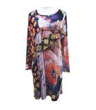 アートプリントチュニックドレス 40 マルチカラー 総柄 フリル 伸縮性 日本製