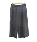 アズールバイマウジー AZUL by moussy アズールテウベ AZUL TeuVe QVC コラボ ストライプ柄 七分丈 ガウチョパンツ スカーチョ L 灰系 グレー ジップフライ タック 裏地