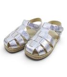 ザラ ZARA グルカサンダル エスパドリーユ 24 (15cm) シルバー レザー調