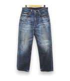 リーバイス Levi's 702 ロング丈 デニムパンツ ジーンズ ストレート W29L32 青系 インディゴ ジップフライ ダメージ 加工 牛革ラベル