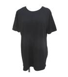 ザラ ZARA 半袖 Tシャツ カットソー ロング L 黒系 ブラック 無地 ヘムライン タグ付
