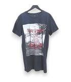 ディーゼル DIESEL 半袖 Tシャツ カットソー XS 紺系 ネイビー 綿 コットン プリント 英字