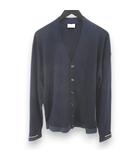 モンクレール MONCLER D10919415800 979BB MAGLIA TRICOT CARDIGAN トリコットカーディガン 長袖 ニット M 紺系 ネイビー イタリア製 ロゴ 文字 刺繍 ワッペン ライン 毛 ウール