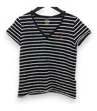 ポロ ラルフローレン POLO RALPH LAUREN 半袖 カットソー S 黒系 ブラック ボーダー系 Vネック ロゴマーク刺繍