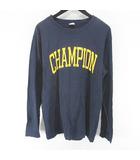 チャンピオン CHAMPION 長袖 Tシャツ カットソー ロンT L 紺系 ネイビー ロゴ 文字 プリント ワッペン 刺繍 リブ