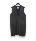 エムエムシックス メゾンマルジェラ MM6 Maison Margiela S52CT0552 S53057 エコレザーOP ノースリーブ ワンピース 膝丈 36 黒系 ブラック 無地 Vネック 裏地 イタリア製