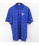 ナイキゴルフ NIKE GOLF ゴルフウェア ボーダー柄 半袖 ポロシャツ DRI-FIT S 青系 ブルー ロゴ 刺繍 ハーフボタン サイドカット