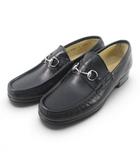グッチ GUCCI 100 0255 ローファー ホースビット シルバー金具 36.5C ブラック 黒系 レザー イタリア製