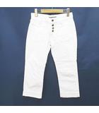ラルフローレン RALPH LAUREN デニムパンツ ジーンズ クロップドパンツ ボタンフライ 5i 白系 ホワイト ロゴプレート 無地