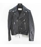 セリーヌ CELINE 2E158599E ダブルライダースジャケット レザージャケット 革ジャン 牛革 44 黒系 ブラック イタリア製 ジップアップ 裏地