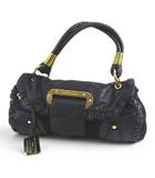 ドルチェ&ガッバーナ ドルガバ DOLCE&GABBANA セミショルダーバッグ ワンショルダー レース フリル ゴールド金具 ブラック 黒系 レザー